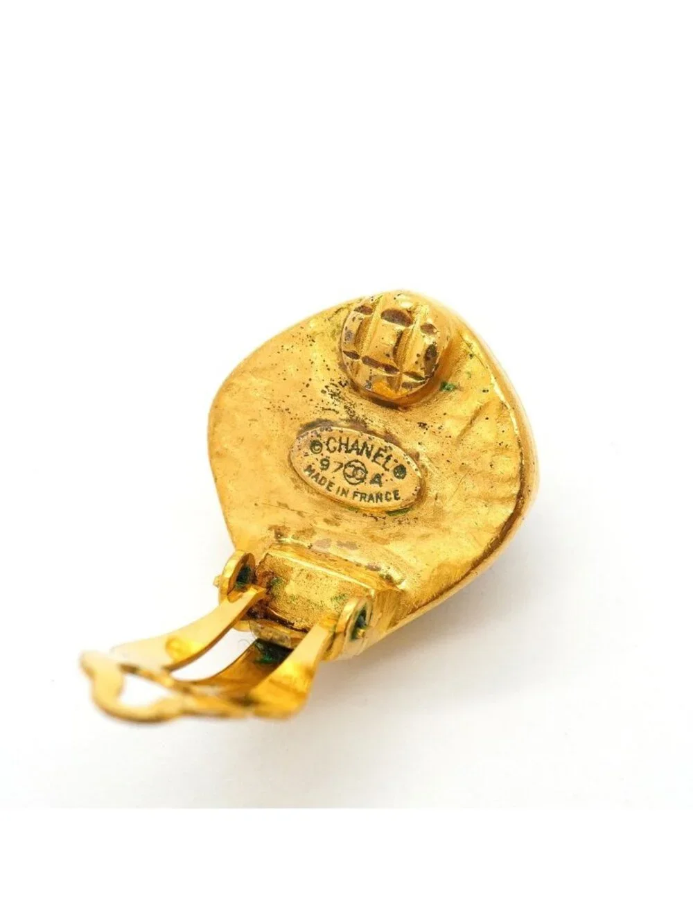 Chanel Earrings Vintage CC Logo Gold Plated Silver